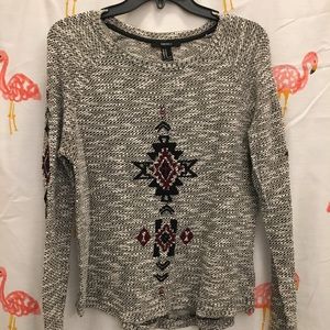 F21 Grey Sweater with Embroidery